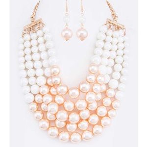 Two-Toned Layered Pearl Necklace Set